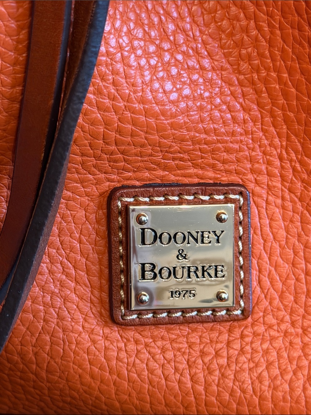 Dooney & Bourke Orange Pebbled Leather Drawstring Shoulder Bag - Picture 2 of 8